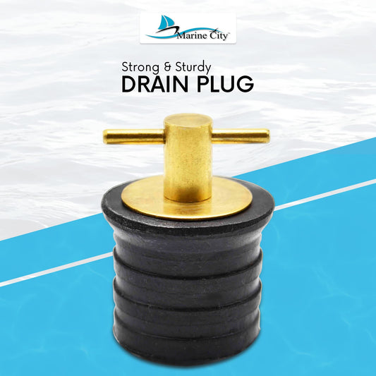 Marine City 1-1/4” Brass Drain Plug with Neoprene Seal – Rust-Proof, Waterproof