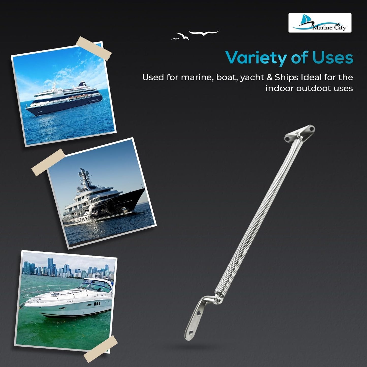 Marine City 10-1/4" Hatch Holder Adjuster–Stainless Steel, with U-Bolt & L-Plate Marine City