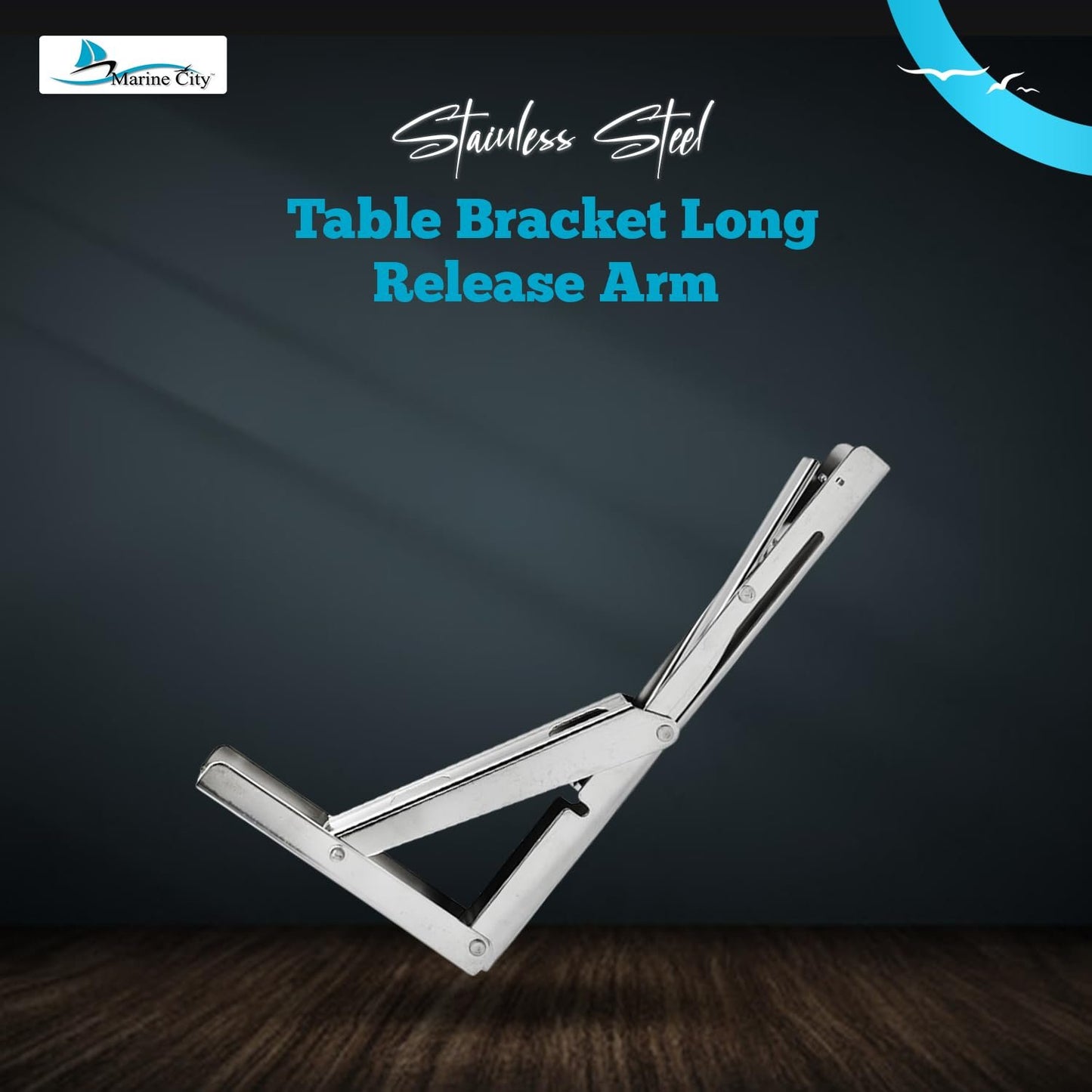 Marine City Soporte de mesa de acero inoxidable más nuevo - Brazo de liberación larga, 12" 330 LB (2 piezas) 