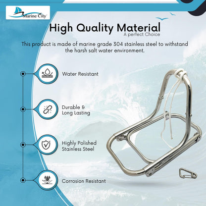MARINE CITY Escalera plegable de 3 escalones de acero inoxidable de grado 304 con cuerda para marines – Barcos – Yates – Accesorios (paquete de 1)