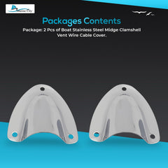 Marine City Midget Clam Shell Vent Wire Cable Cover – 304 Stainless Steel