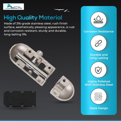 MARINE CITY Heavy Barrel Bolt Door Latch 316 Stainless Steel, 3.4 × 1-1/4 Inches