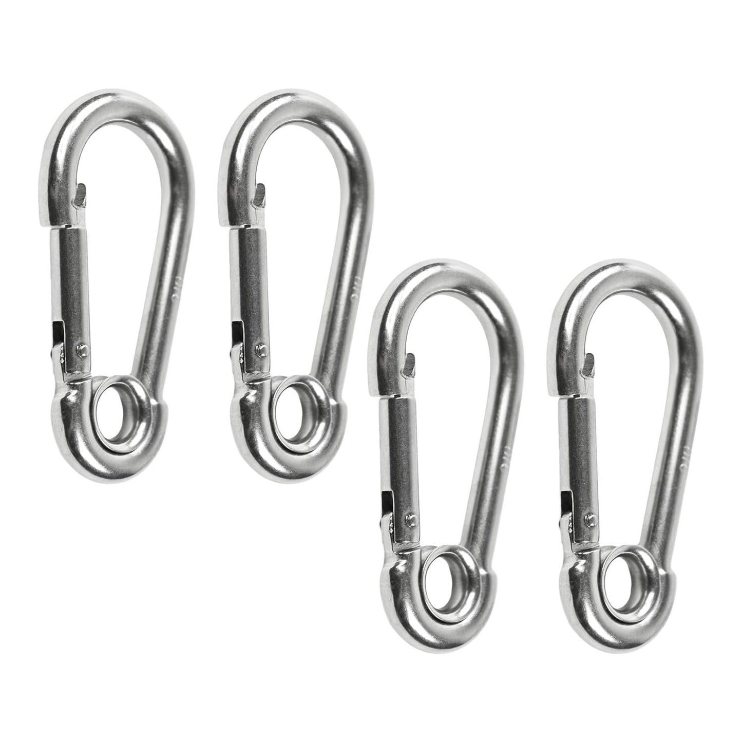 Marine City Carabiner Clip Snap Hook with Ring – 2-3/8” Stainless Steel (4 Pcs)