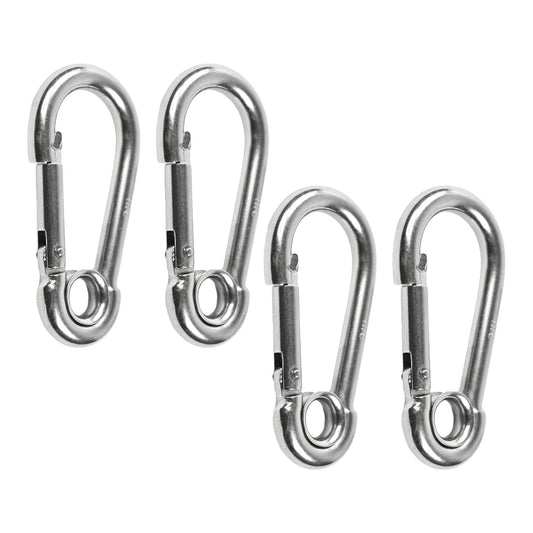Marine City Carabiner Clip Snap Hook with Ring – 2-3/8” Stainless Steel (4 Pcs)