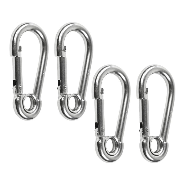 Marine City Carabiner Clip Snap Hook with Ring – 2-3/8” Stainless Steel (4 Pcs)