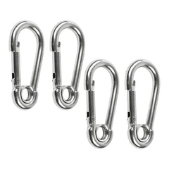 Marine City Carabiner Clip Snap Hook with Ring – 2-3/8” Stainless Steel (4 Pcs)