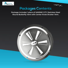 Marine City Ventilación de mariposa con perilla central de acero inoxidable de 4