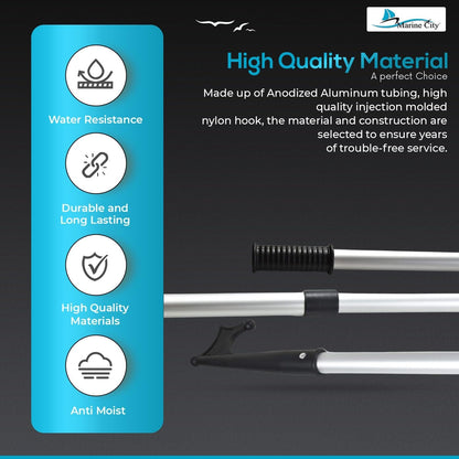 Marine City 3-Step Telescoping Boat Hook – Anodized Aluminum, Adjustable Marine City Hardware
