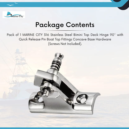 MARINE CITY 316 Stainless Steel Bimini Top Deck Hinge 90° Concave Base (1 Pcs)