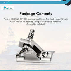 MARINE CITY 316 Stainless Steel Bimini Top Deck Hinge 90° Concave Base (1 Pcs)