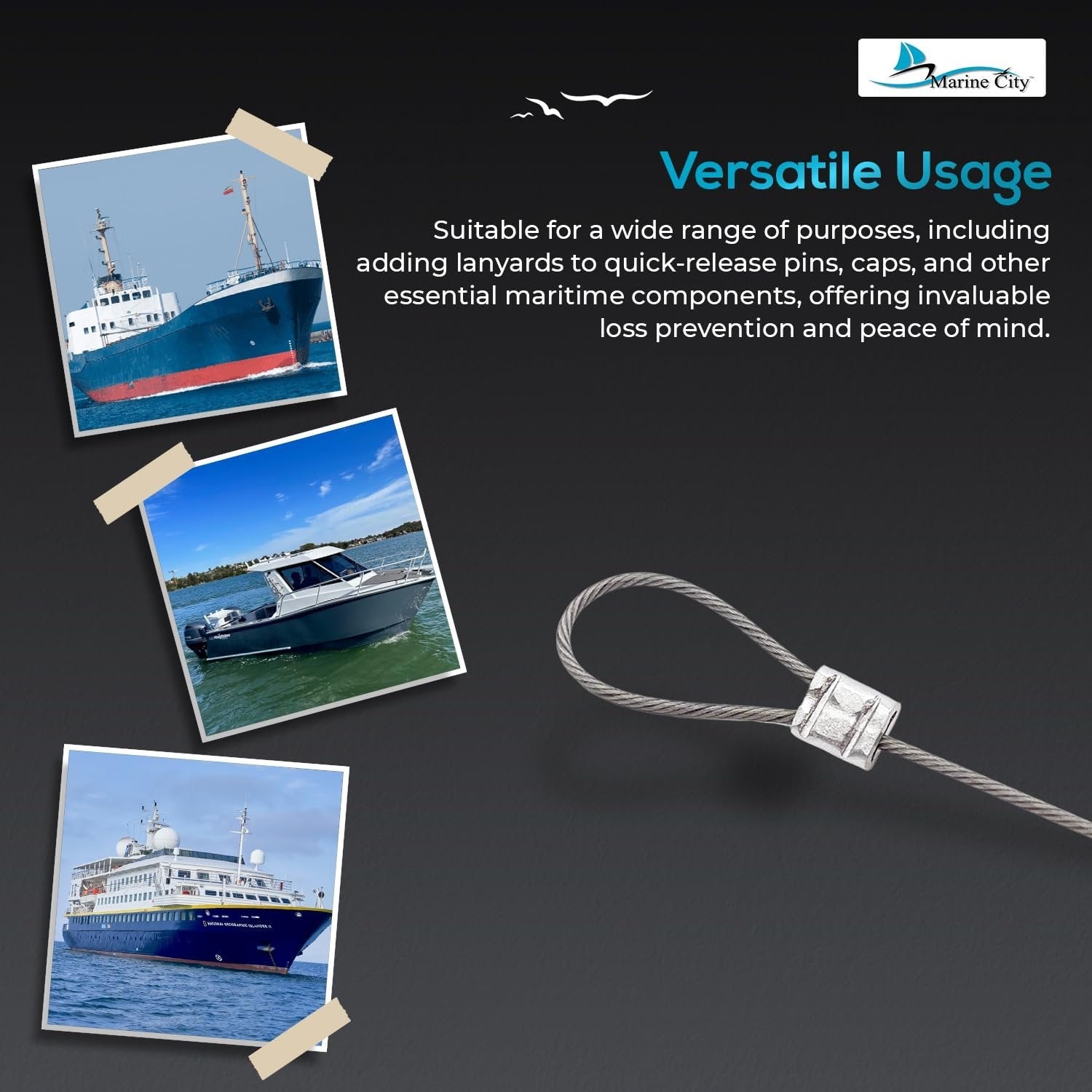 MARINE CITY 316 Stainless Steel Double-Ended Lanyard Cable (10 Pack) MARINE CITY