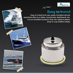 Marine City Stainless Steel Red LED Illuminated Drink Holder with Drain (10 Pcs)