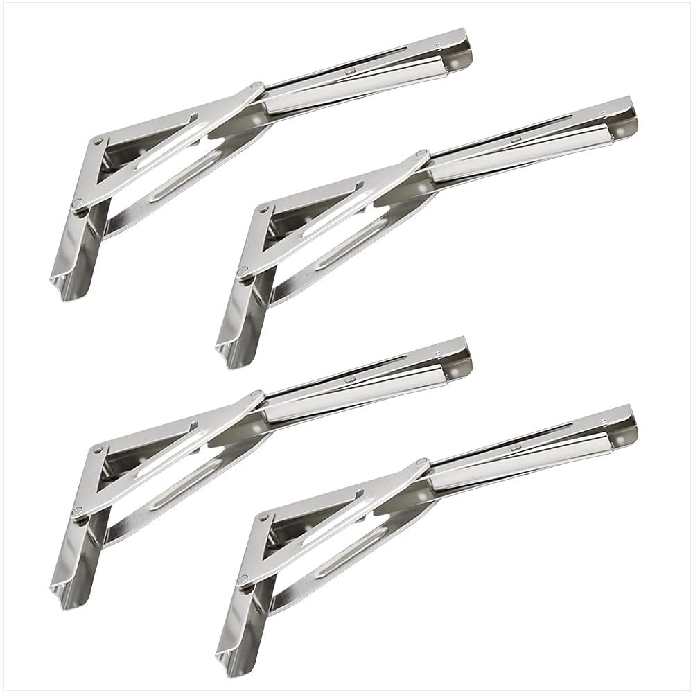 Marine City 304 Stainless Steel Folding Shelf Bracket – 12” Long Arm, Heavy Duty Marine City Hardware