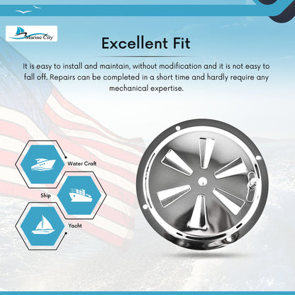 Marine City 5” Stainless Steel Round Louver Vent Cover – Butterfly Air Vent
