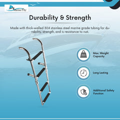 Marine City 2+2 Step Foldable Boarding Ladder – 304 Stainless Steel Boat Ladder