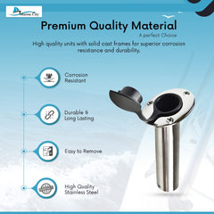 Marine City Soporte de varilla de montaje empotrado de acero inoxidable y revestimiento de PVC con tapa -15 grados