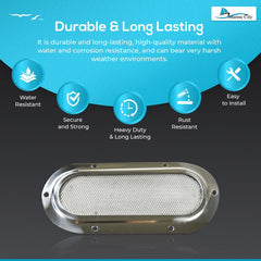 Marine City 316 Stainless Steel Oval Intake Vent Cover – 6-3/4” x 3-1/4”