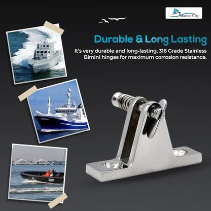 MARINE CITY 90° Bimini Top Hinge with Quick-Release Pin Stainless Steel (2 Pcs) MARINE CITY