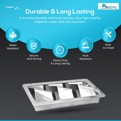 Marine City Stainless Steel 3-Slot Louvered Vent – Mirror Finish, 8-1/4” Length