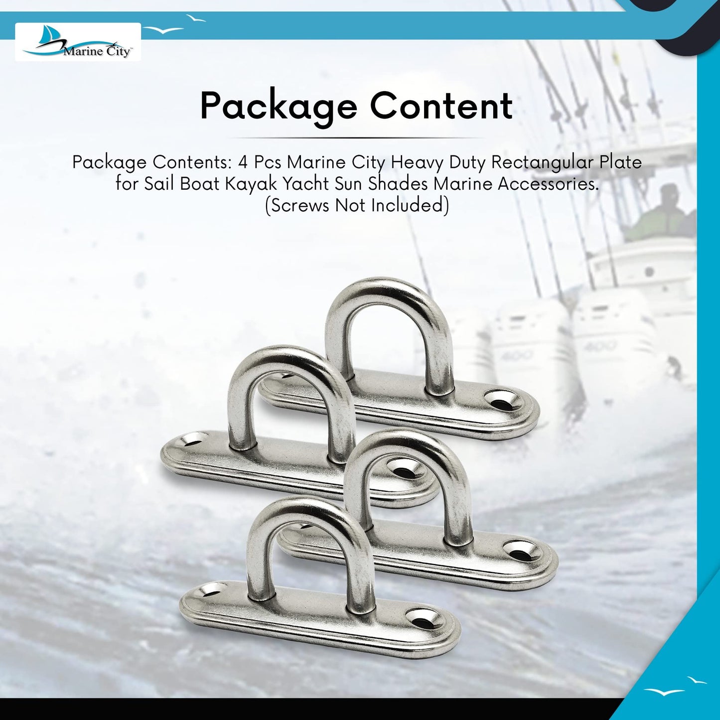 Marine City Oblong Pad Eye Plate – Heavy-Duty Stainless Steel, 3500 lbs Capacity