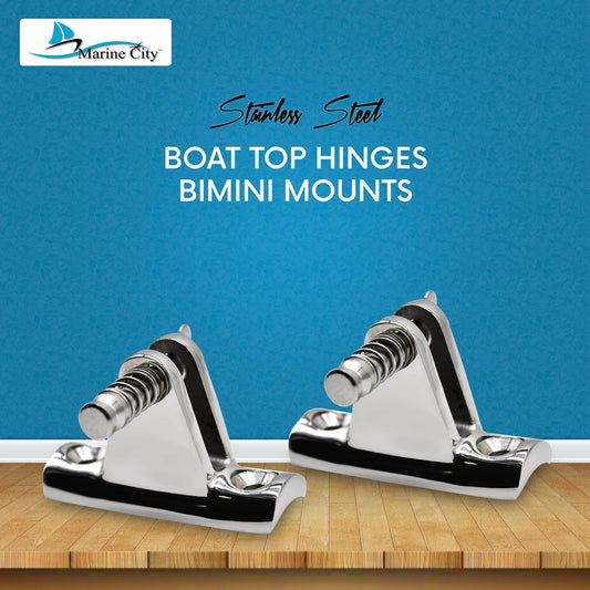 MARINE CITY 316 Stainless Steel Bimini Top Deck Hinge 90° Concave Base (2 Pcs)
