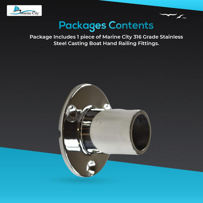 Marine City 316 Stainless Steel Boat Hand Railing Fittings – 1” Round Base