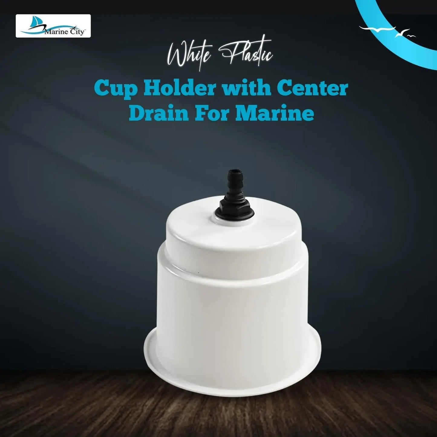 Marine City White Closeable Plastic Cup Holder with Drain – Fits 30 oz Marine City Hardware