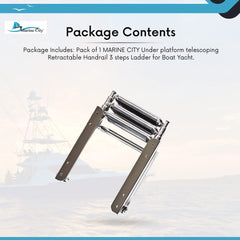 MARINE CITY Under-Platform Telescoping Retractable 3 Step Ladder Stainless Steel