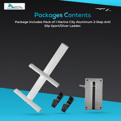 Marine City 2-Step Anti-Slip Sport & Diver Ladder – Aluminum, 400 lb Capacity