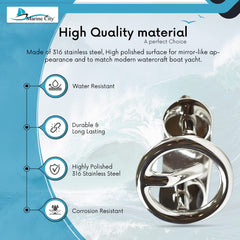 MARINE CITY Transom Mount Ski Tow Hook – 316 Stainless Steel, 3 inches Ring