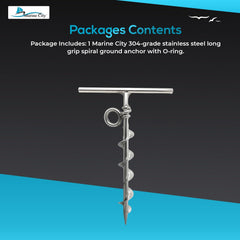 Marine City Spiral Ground Anchor with O-Ring – 304 Stainless Steel, Durable