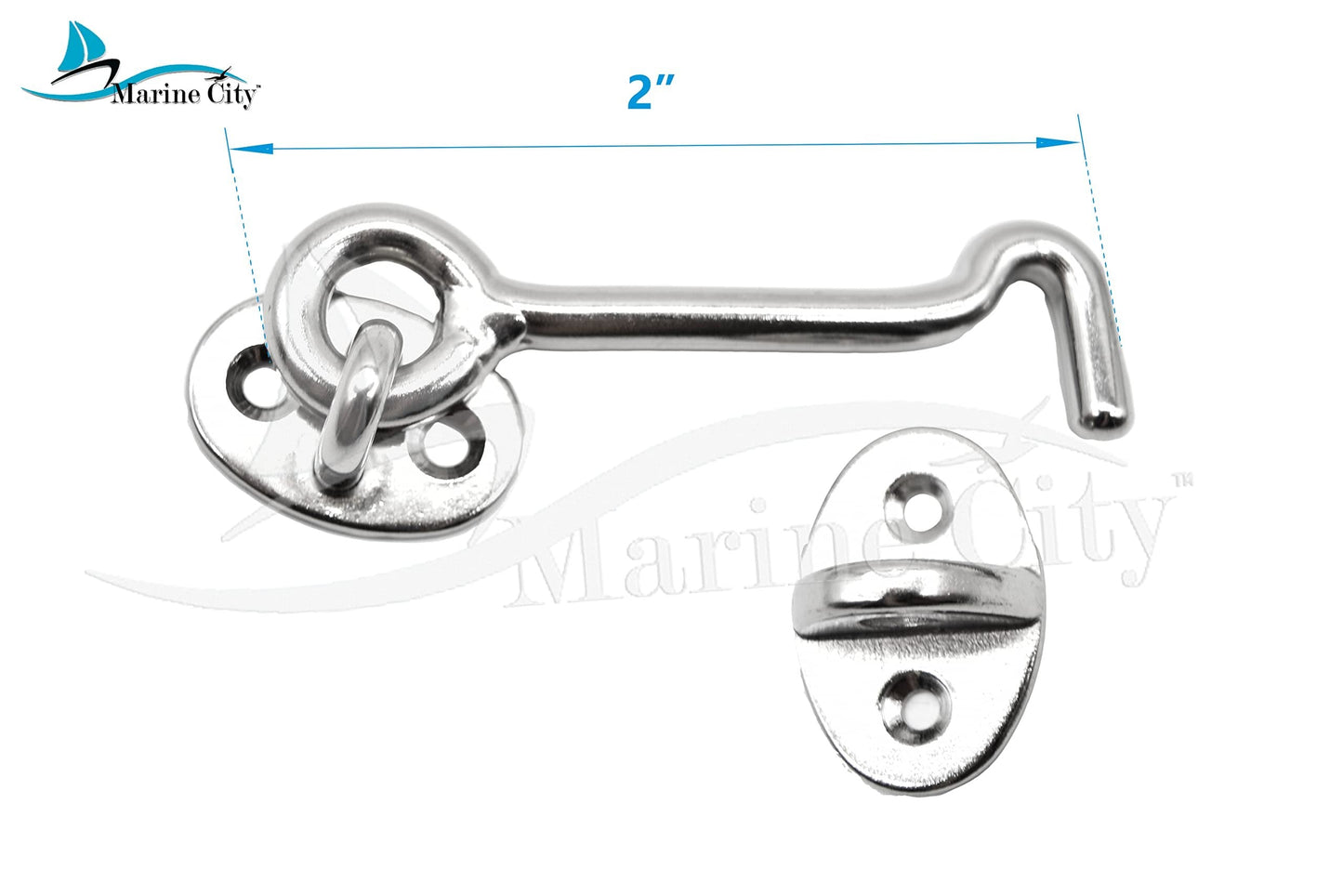 Marine City Buckle Cabin Hook and Eye Latch – 316 Stainless Steel 2” for Door Marine City