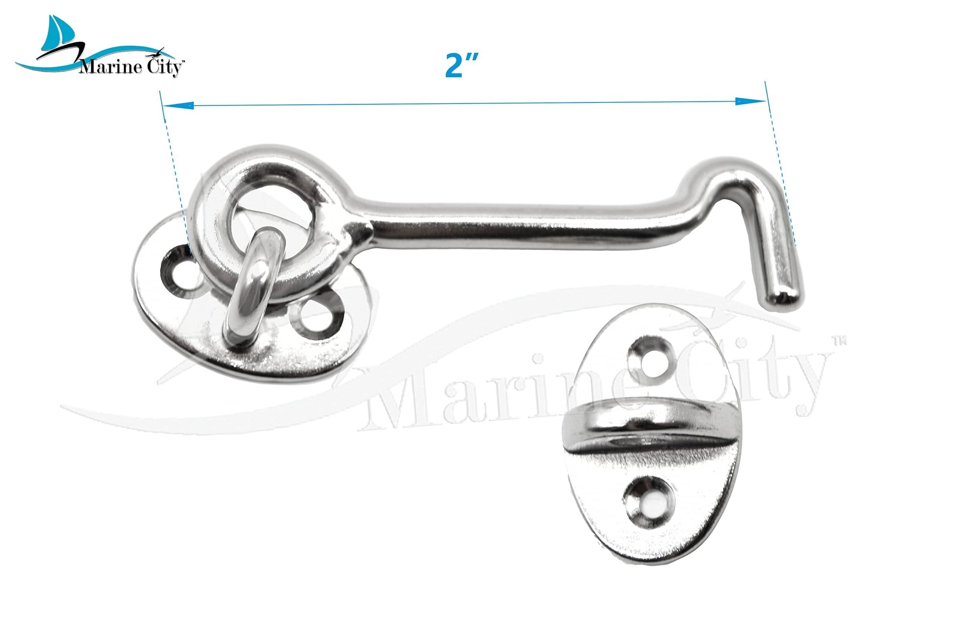 Marine City Buckle Cabin Hook and Eye Latch – 316 Stainless Steel 2” for Door Marine City