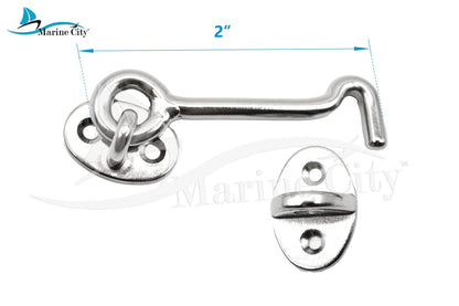 Marine City Buckle Cabin Hook and Eye Latch – 316 Stainless Steel 2” for Door Marine City