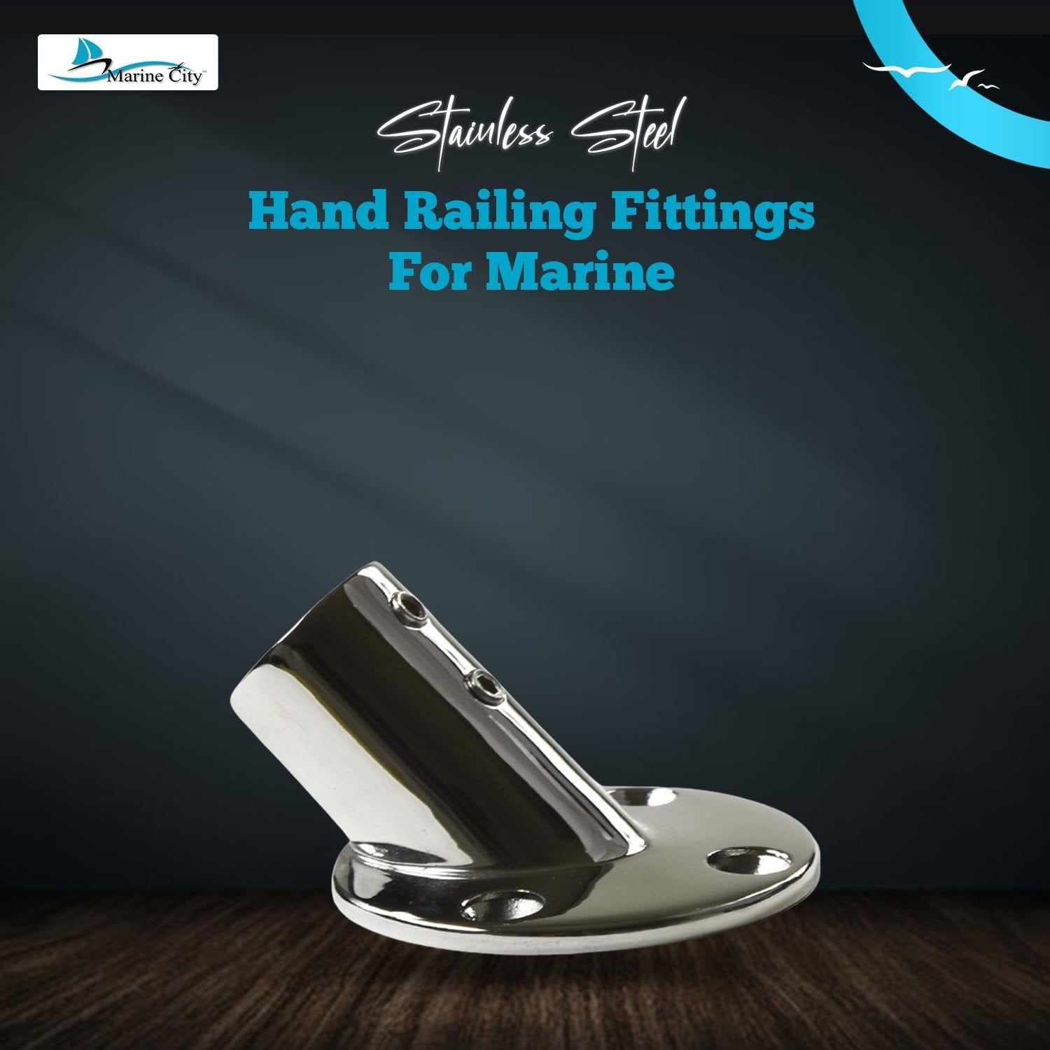 Marine City 45° Casting Boat Hand Railing Round Base – 316 Stainless Steel Marine City