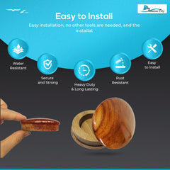 MARINE CITY Genuine Teak Center Cap – 2-3/4” Durable Wood Steering Wheel