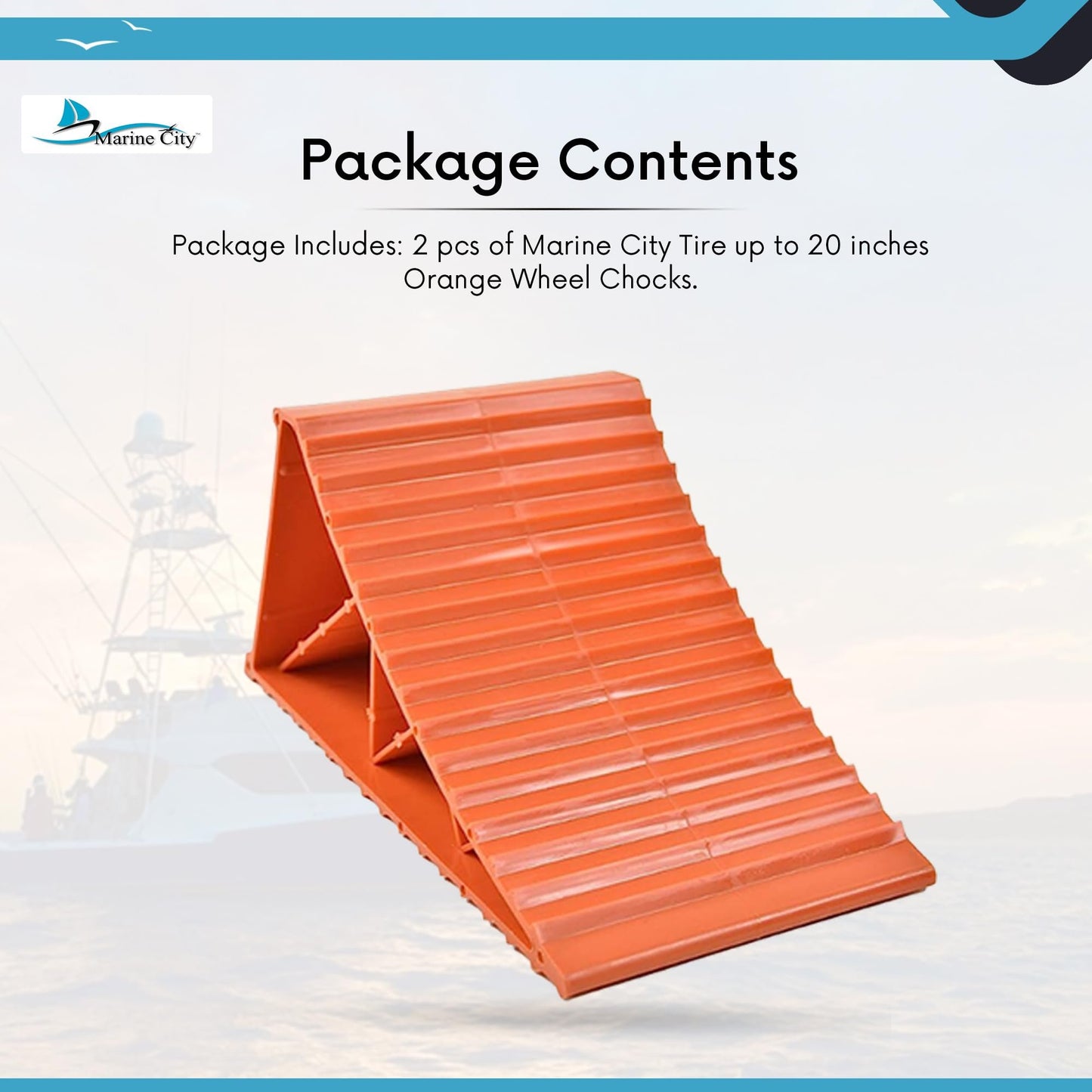MARINE CITY Orange Plastic Wheel Chocks – Fits Tires up to 20” (Pack of 2)