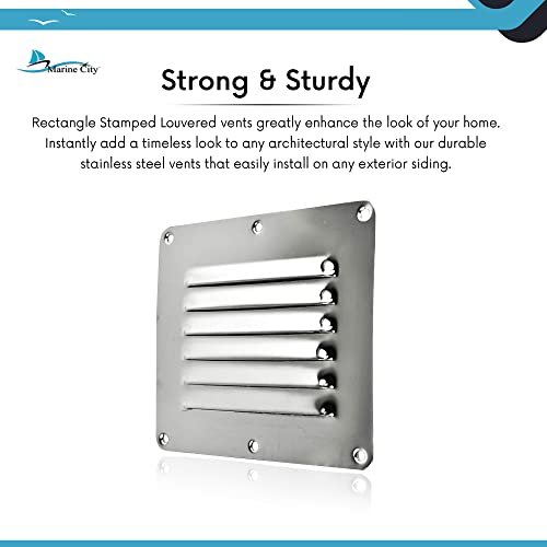 Marine City 304 Stainless Steel Rectangle Stamped Louvered Vent – (Pack of 2) Marine City Hardware