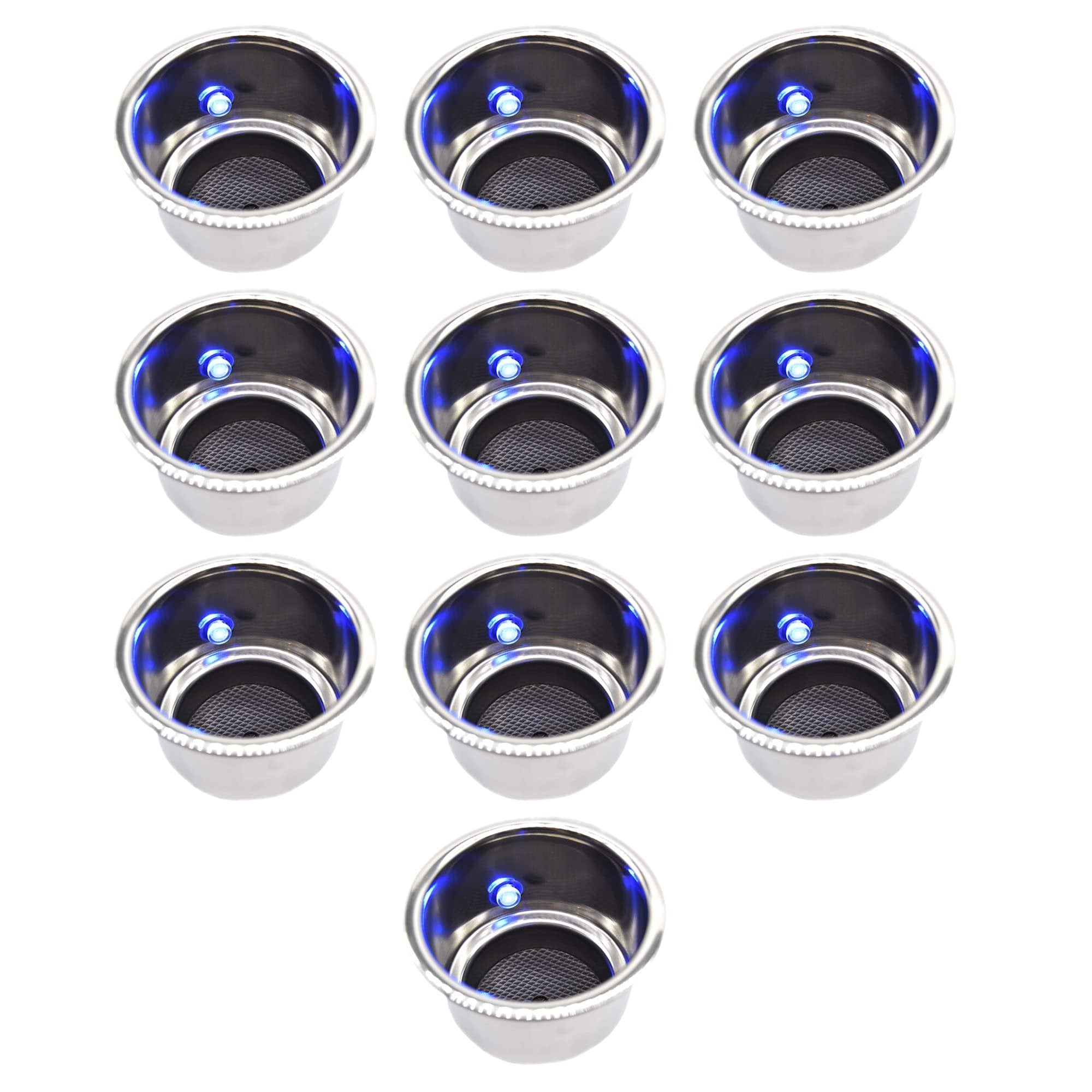 Marine City Stainless Steel Blue LED Illuminated Drink Holder with Drain(10 Pcs)