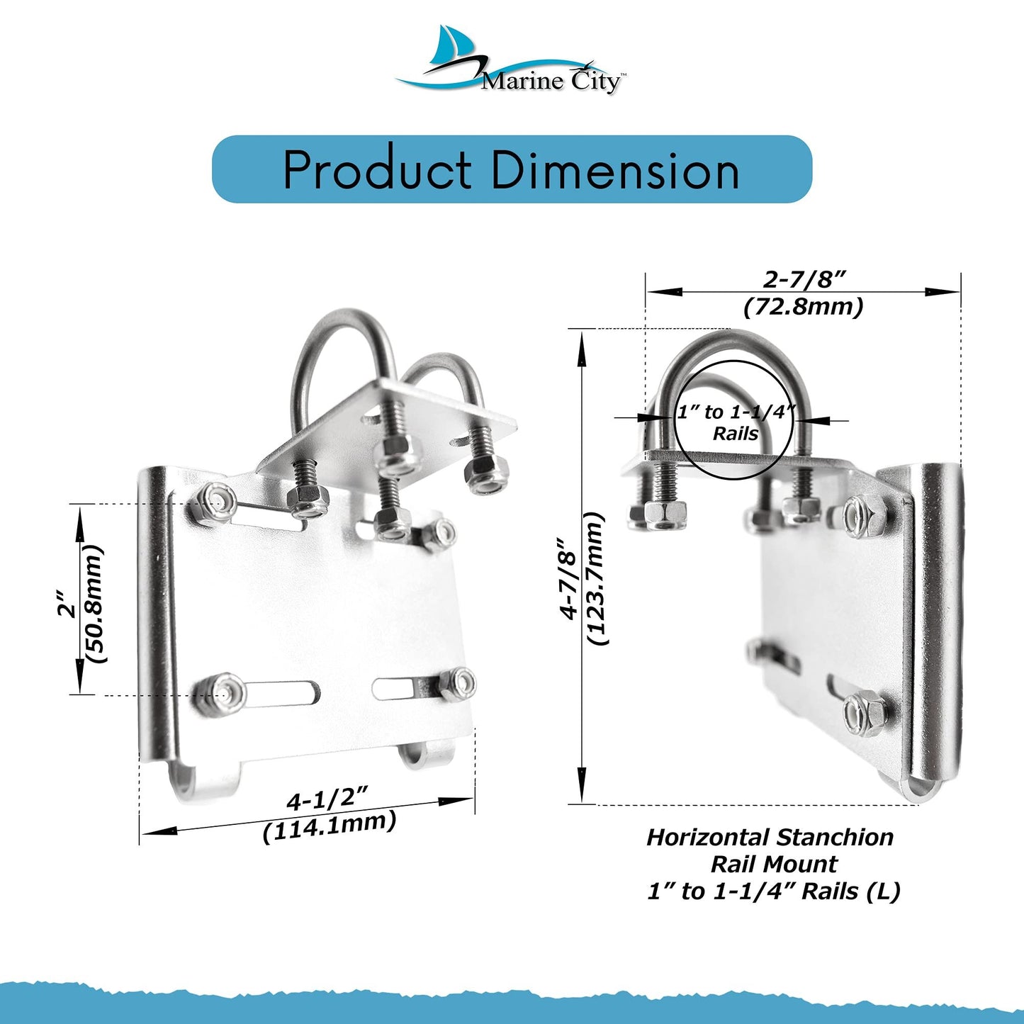 Marine City Stainless Steel Rail Mount Anchor Bracket – 35 lb Capacity