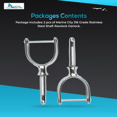 Marine City Shaft Rowlock/Oarlock – 316 Stainless Steel, Heavy Duty (Pack of 2)