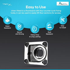 Marine City Anillo de elevación rectangular empotrado con resorte de acero inoxidable de 1-3/4