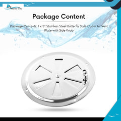 Marine City 5” Stainless Steel Round Louver Vent Cover – Butterfly Air Vent