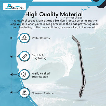 MARINE CITY Stainless-Steel Round Tube Marine 18" Mount Handrail for Boat MARINE CITY
