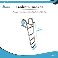 Marine City Telescoping 1+4 Step Folding Ladder with Handrails Stainless Steel