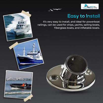 Marine City 316 Stainless Steel Boat Hand Railing Fittings – 1” Round Base Marine City