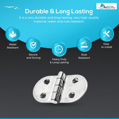 Marine City 316 Stainless Steel D-Shaped Covered Strap Hinge (Pack of 2) MARINE CITY