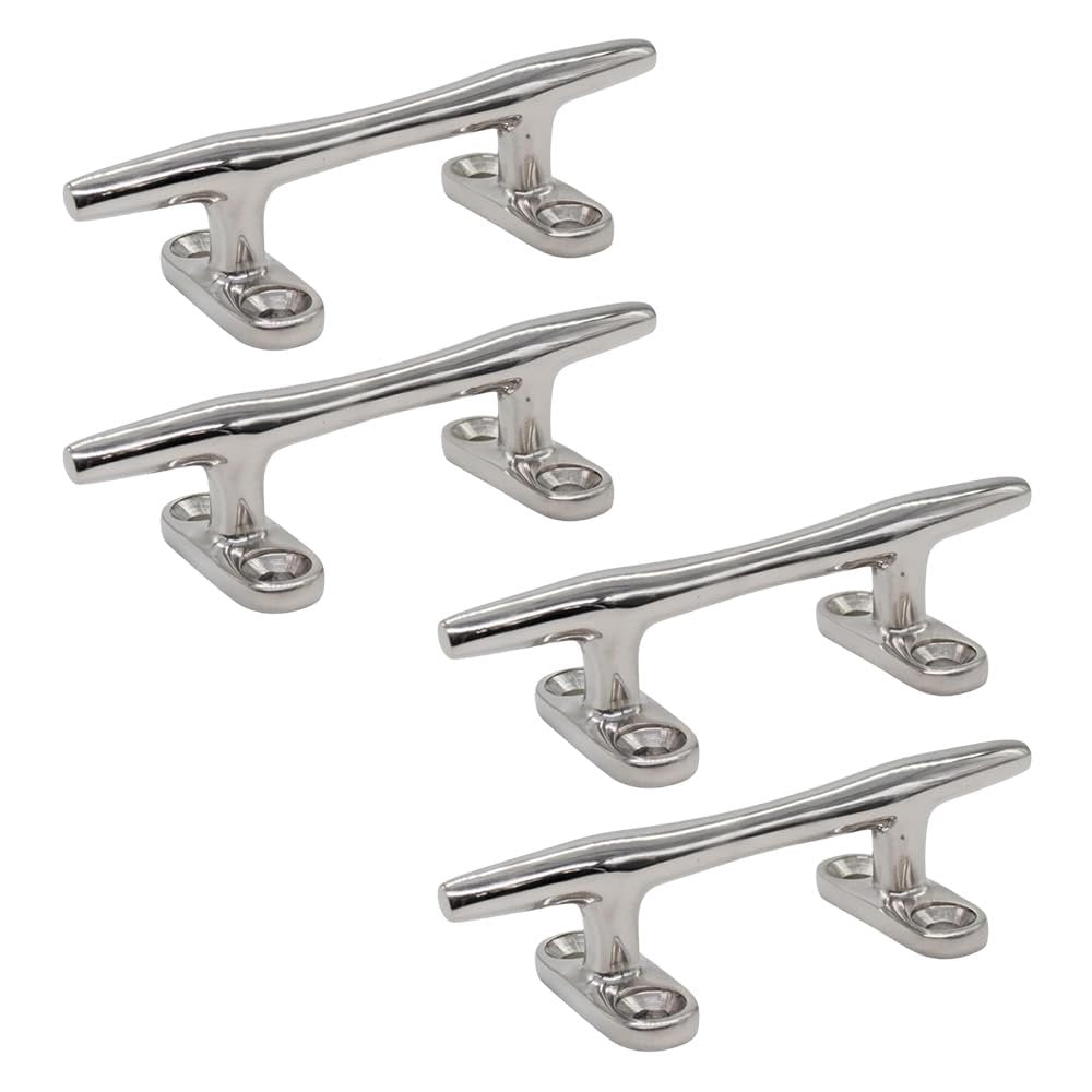Marine City Open Base Cleat – 316 Stainless Steel, 4" Mooring Cleat (Pack of 4)