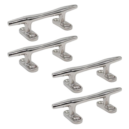 Marine City Open Base Cleat – 316 Stainless Steel, 4" Mooring Cleat (Pack of 4)
