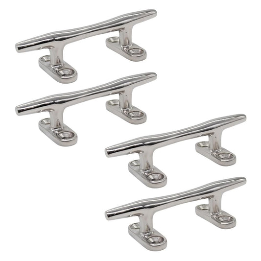 Marine City Open Base Cleat – 316 Stainless Steel, 4" Mooring Cleat (Pack of 4)